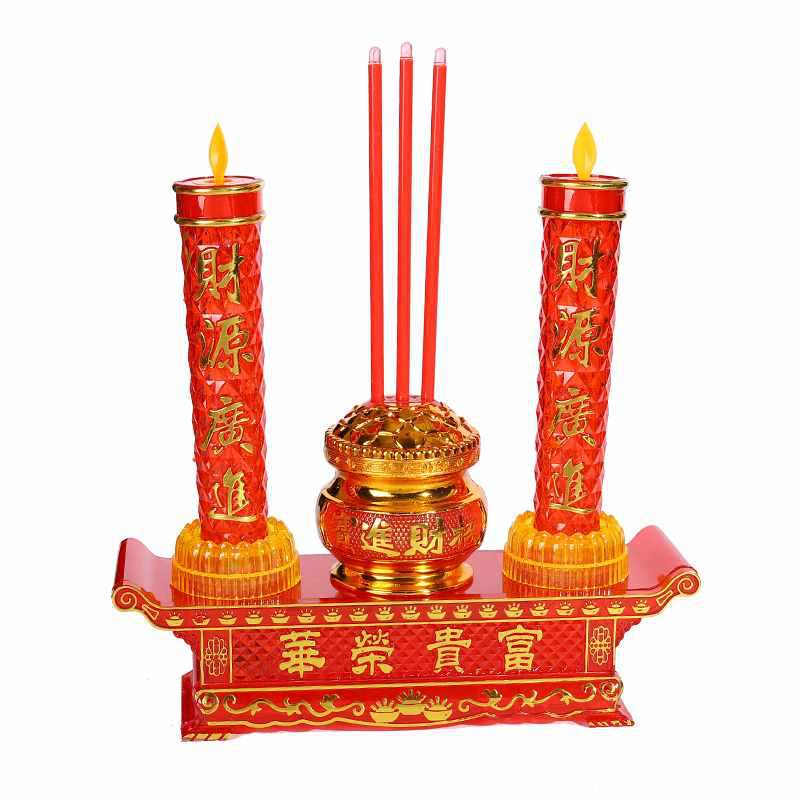 Candlestick Household LED Electronic Censer Candle Holder for Buddha Lamp Incense Burner Household Guan Gong Buddha Niche Buddha Lamp Buddha Utensils