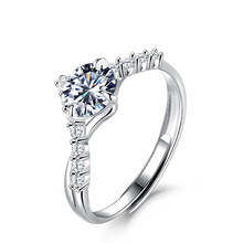 正品D色80分莫桑石戒指女小众设计纯银轻奢高级感送女友求婚婚戒