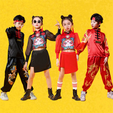 六一儿童喜庆国潮服男女童运动会中国风爵士舞新款时尚走秀嘻哈服