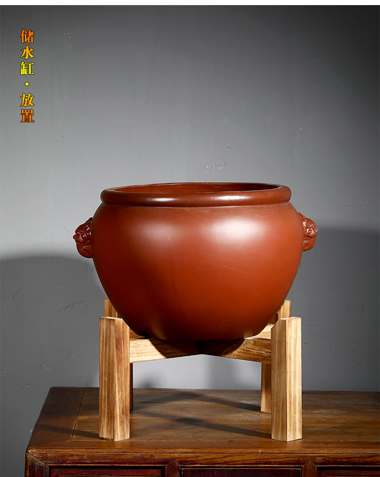4y加高加粗紫砂茶缸木架底座陶瓷水缸花盆支撑架子鱼缸水桶实木