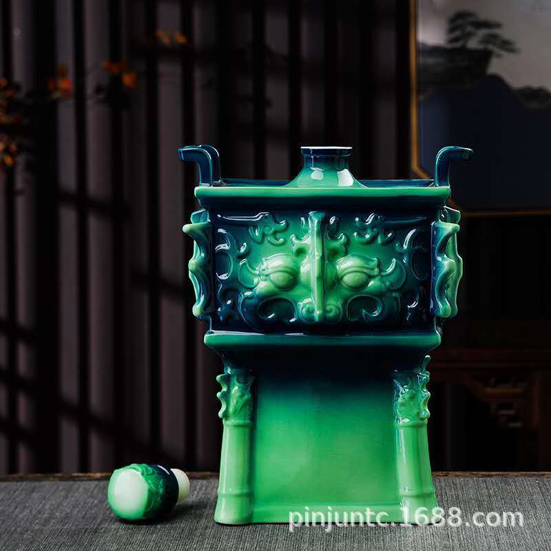 景德镇陶瓷酒瓶5斤10斤珐琅瓷艺术酒坛一言九鼎创意白酒壶 鼎