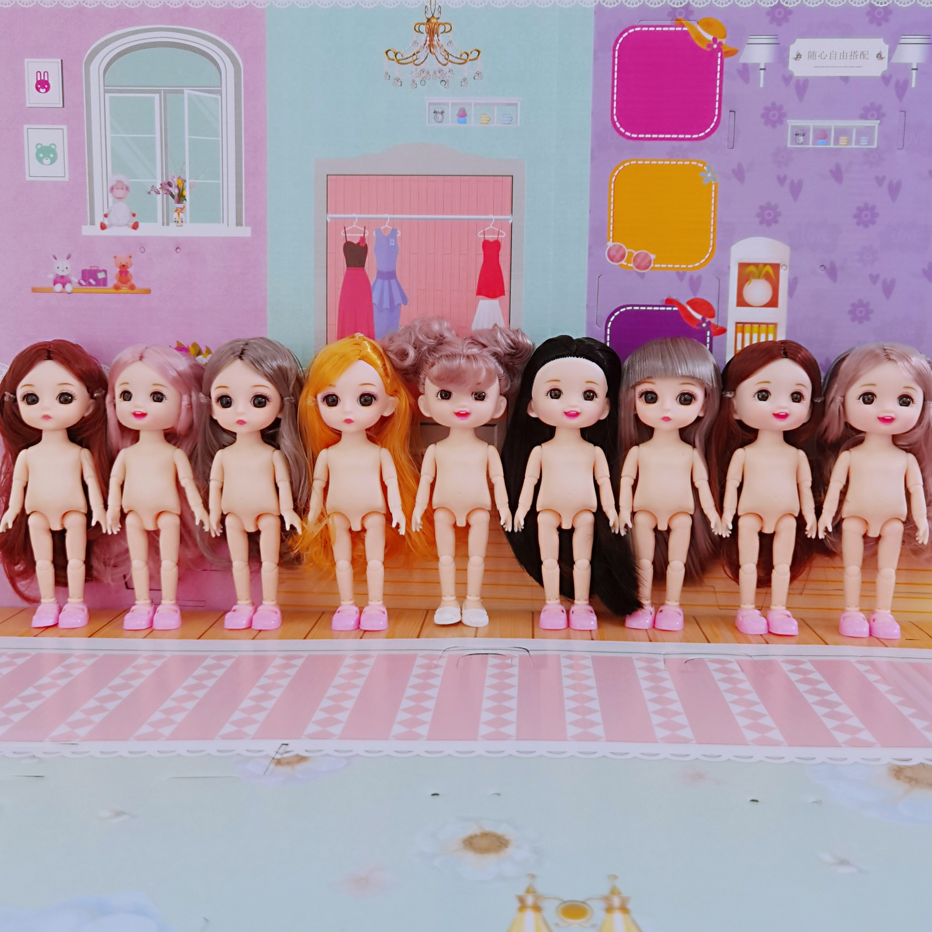 新款17厘米6寸素体裸娃3d真眼bjd13关节换装娃娃过家家女孩玩具