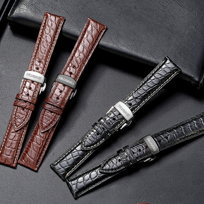 适用华为gt2pro真皮原装鳄鱼皮b5b6b3智能手表带男watchgt3荣耀