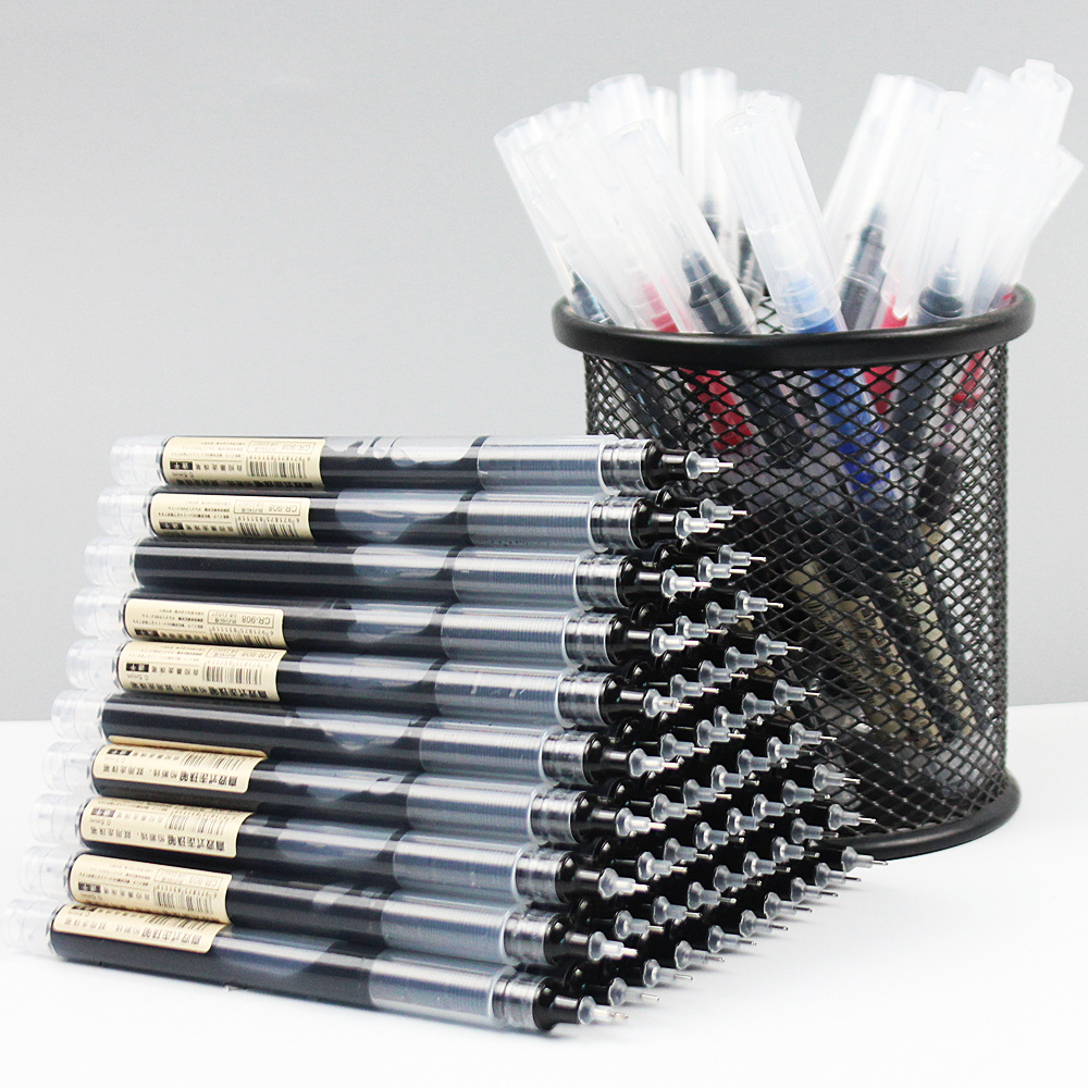 直液式速干中性笔全针管黑色大容量走珠笔手账笔水笔0.5m学生文具