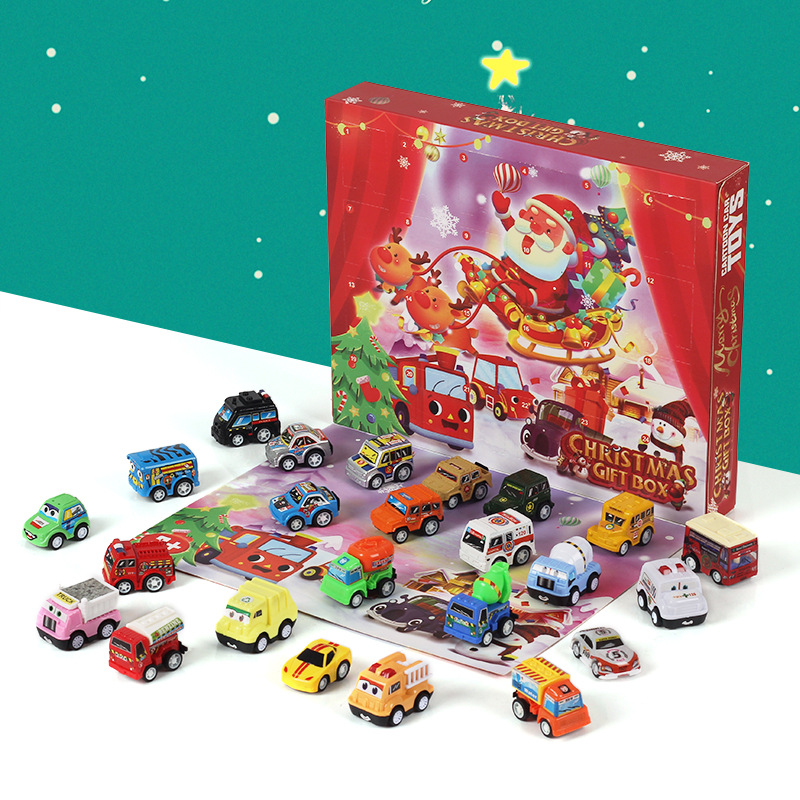Cross-Border New Christmas Countdown Calendar Blind Box Surprise Disassembly Music Toy Warrior Inertia Car Toy Blind Box