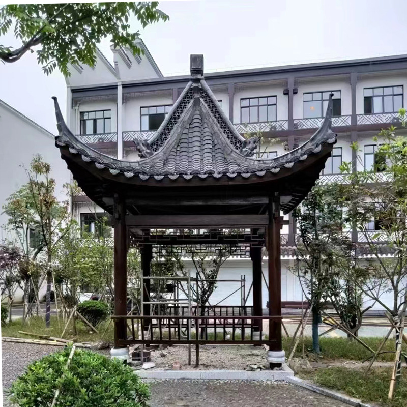 户外防腐木四角凉亭庭院别墅室外院子双层仿古建景观实木休闲亭子