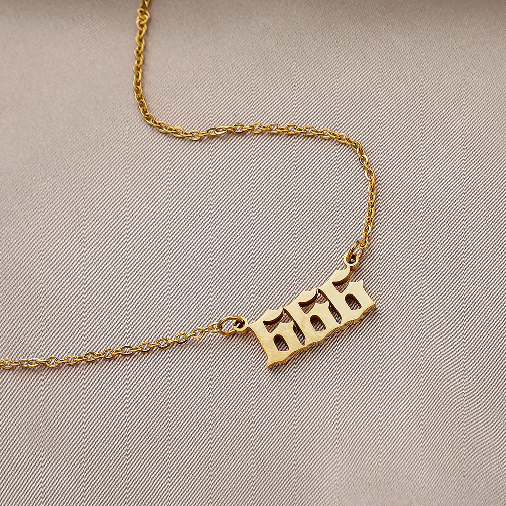 跨境亚马逊爆款天使数字111-999不锈钢切割项链 编号钛钢真金吊坠