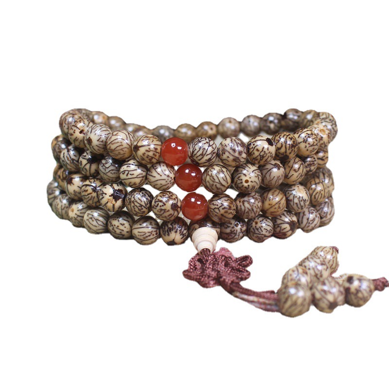 花银线菩提手串 108颗隔珠佛珠 菩提子批发 银线菩提 手链 佛珠