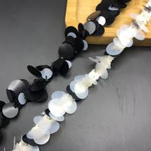 现货黑白手工缝亮片花边钉珠小香风服装门襟领子装饰辅料织带批发
