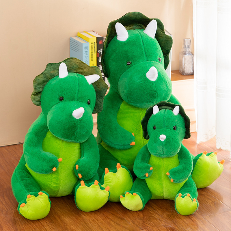 Simulation Triceratops Plush Toy Adorable Dinosaur Doll Doll Children's Bed Sleep Companion Throw Pillow Holiday Gift