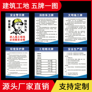 建筑工地施工现场制度牌安全规范警示牌五牌一图检查标识牌全套