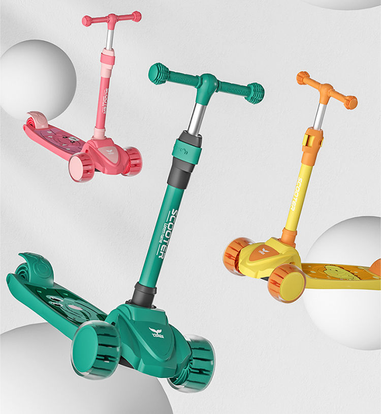 儿童折叠滑板车2-8岁三轮静音闪光脚踏车玩具男女孩滑滑车溜溜车