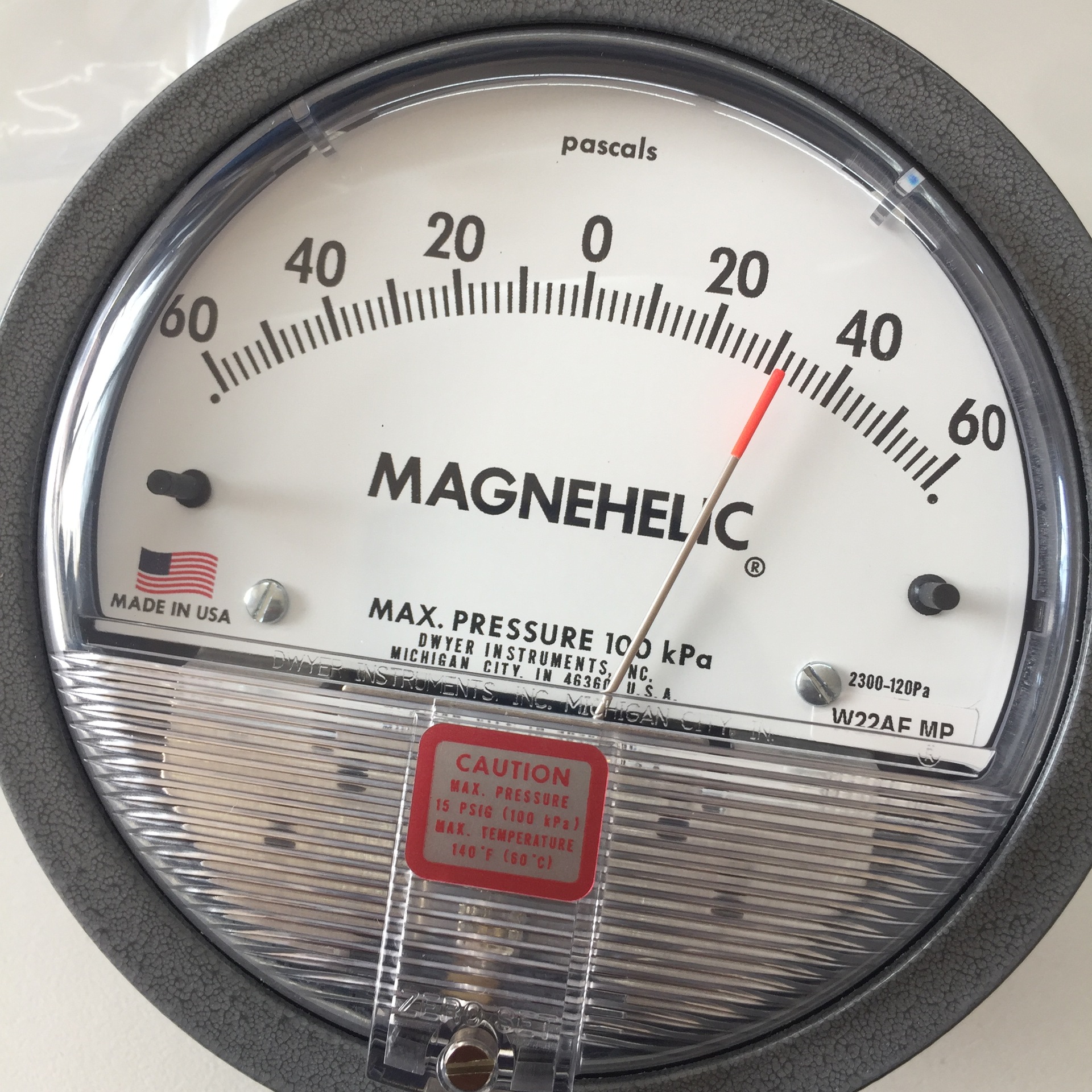 美国dwyer微差压表 微压差表差压计2300-120pa正负60pa带导管配件