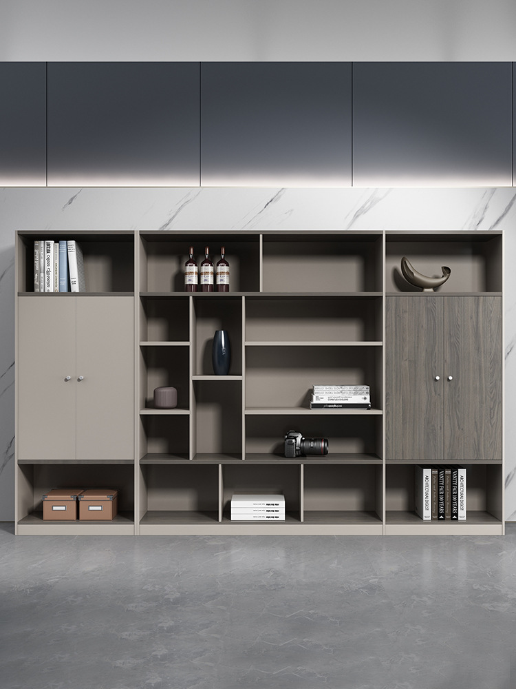 办公文件柜简约现代书柜资料柜木质储存柜落地老板经理办公室书柜