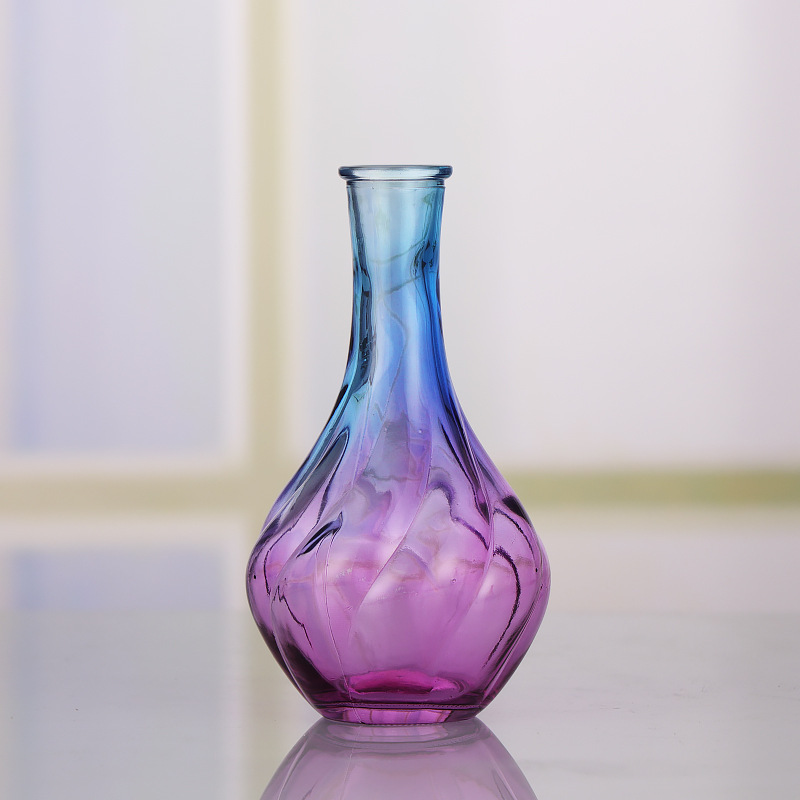 European Style Decoration Ornaments Colorful Gradient Small Fresh Colored Glass Vase Transparent Vase Office Living Room Vase