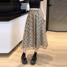 半身裙女夏季薄款长裙2025新款欧根纱波点网纱裙今年流行爆款半裙