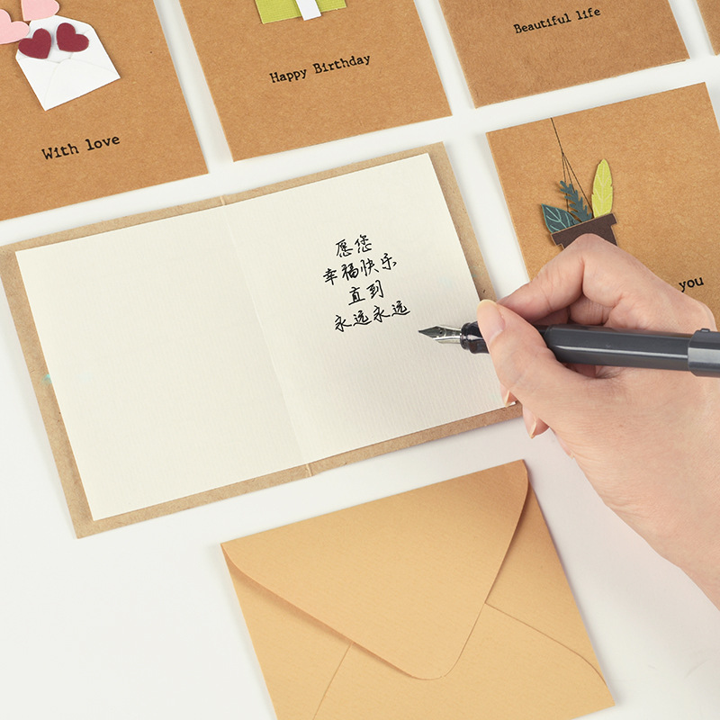 韩国ins风生日卡通简约迷你贺卡小卡片纸创意手写diy情侣感恩祝福