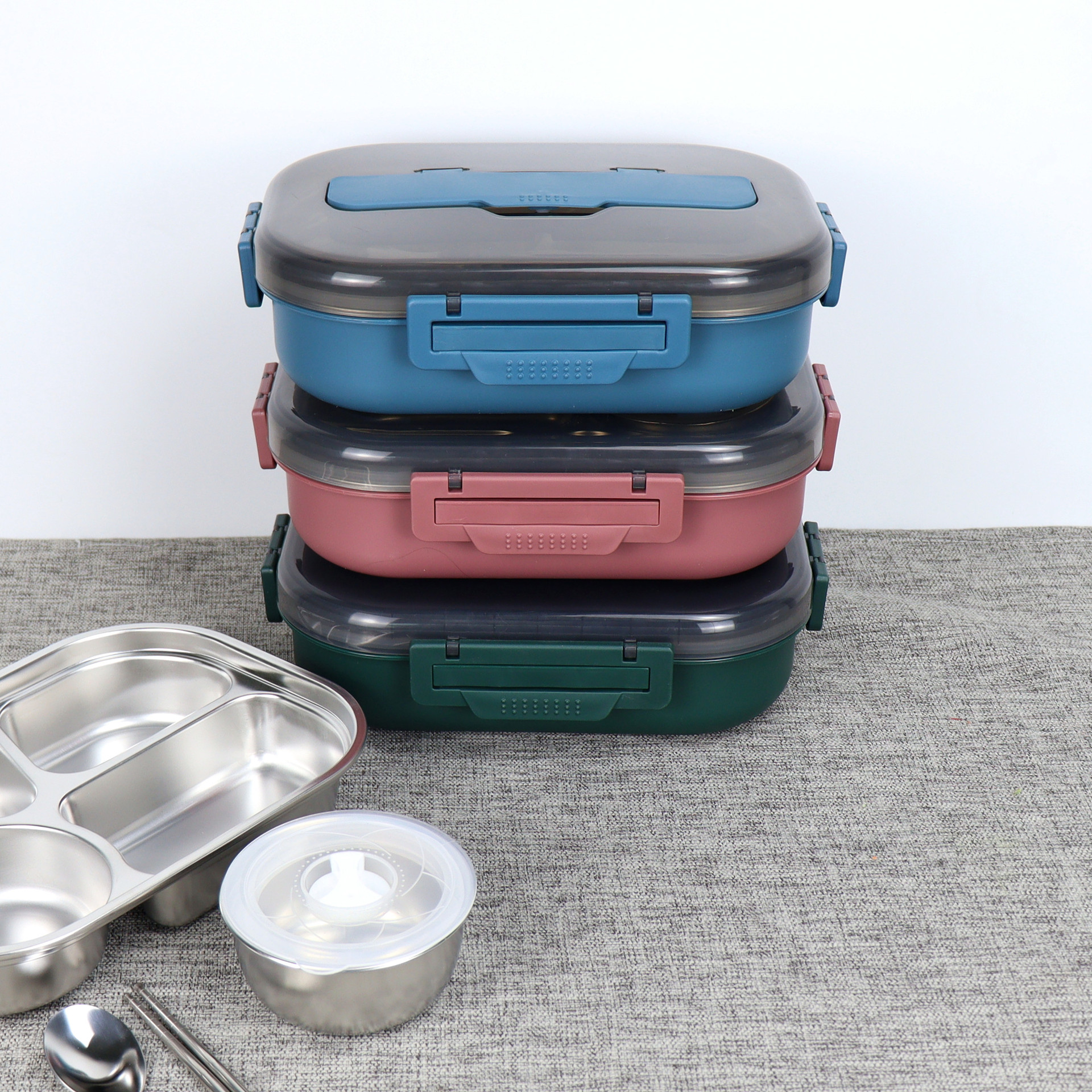 304不锈钢便当盒韩式午餐快餐盒学生儿童微波炉保温携带饭盒批发