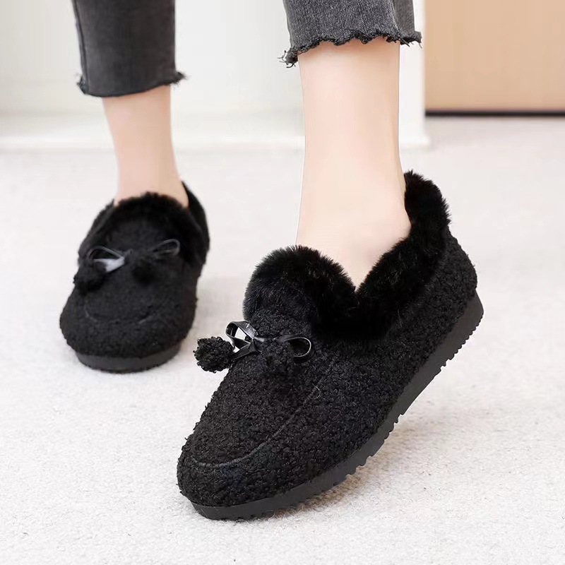 Winter Popular Fur Ball Peas Shoes Comfortable Women's Warm Shoes