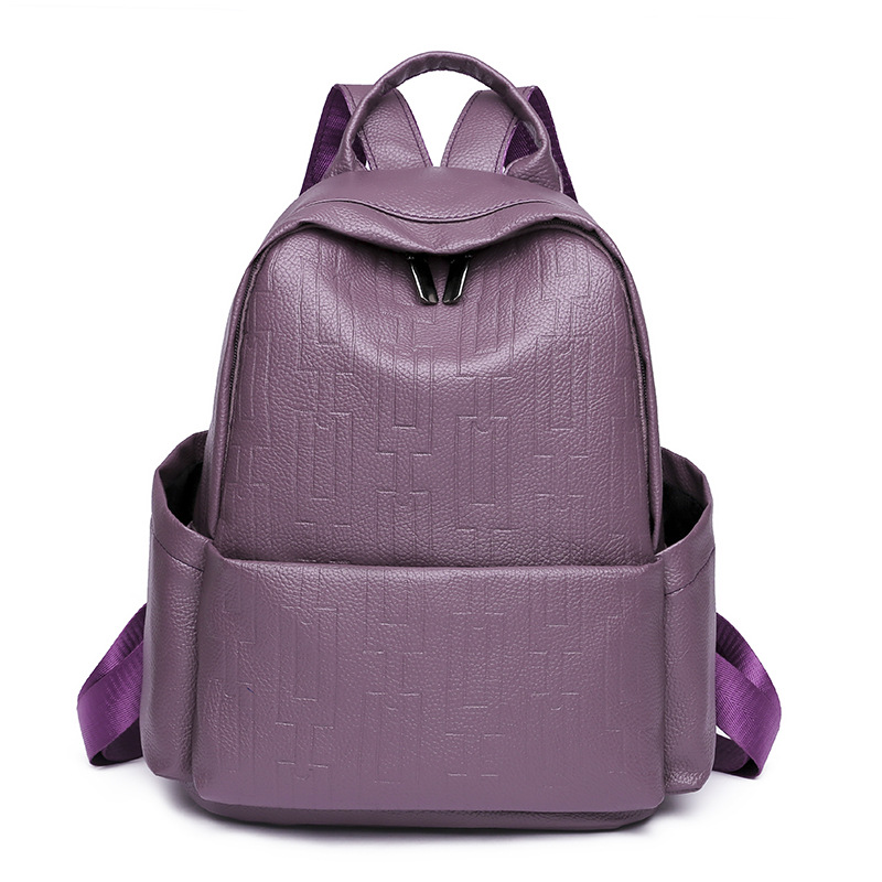 2022 New Korean Style Fashionable PU Leather Backpack Outdoor Leisure Travel Simple Large Capacity Women's Backpack