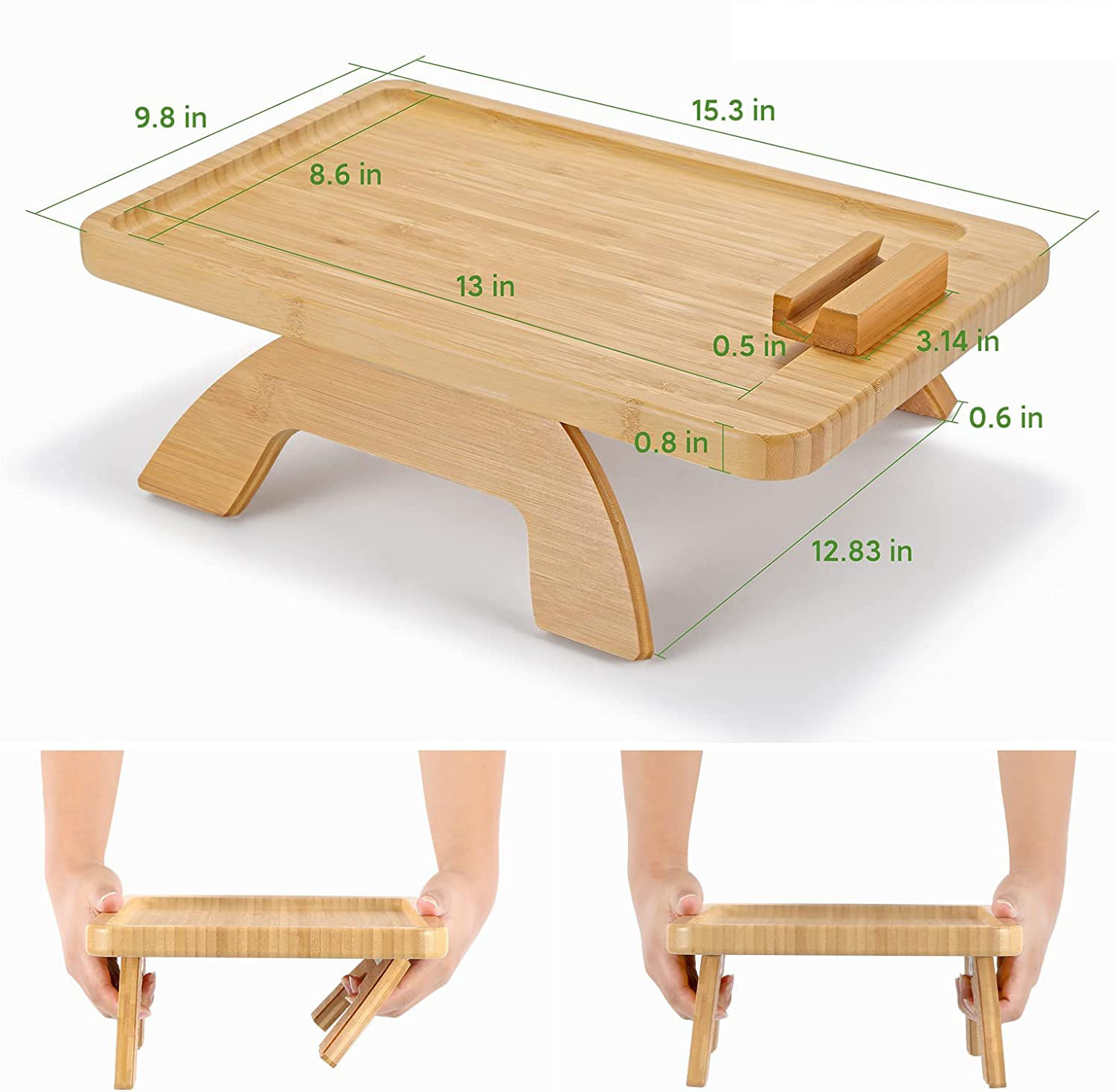 Bamboo Foldable Home Sofa Handrail Tray Table Home Decoration Picnic Outing Portable Storage Dinner Plate Table
