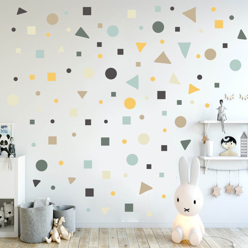 ebay热卖彩色三角形贴纸创意boho风几何图形卧室装饰自粘涂鸦墙贴