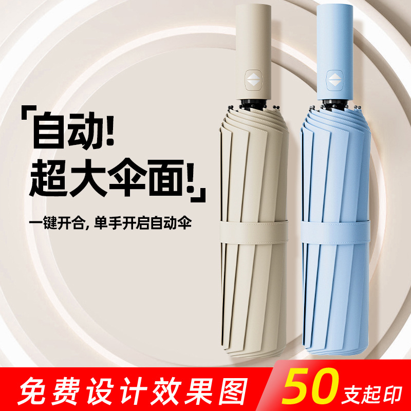 12-Bone Automatic Folding Umbrella Large Double-Person Dual-Use Sun-Proof Uv-Proof Sun Advertising Umbrella