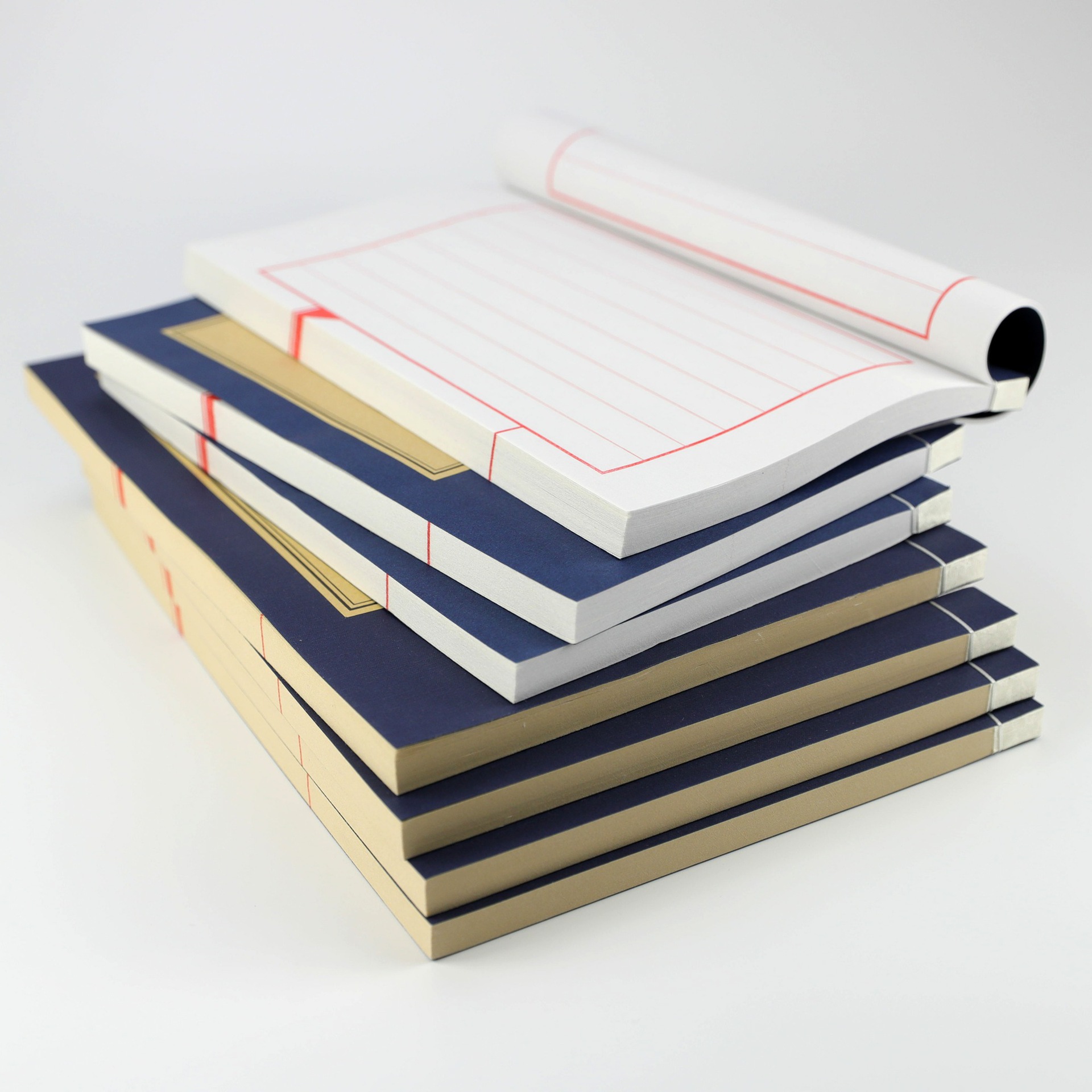 宣纸印谱抄经本 空白册页仿古线装书 竖行 红八行心经熟宣初学者