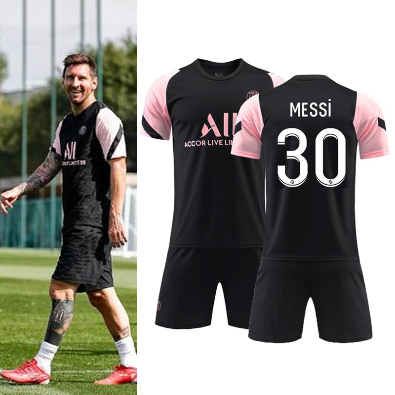 梅西足球服30号黑色训练服足球比赛组队球衣送袜子宽松大码运动服