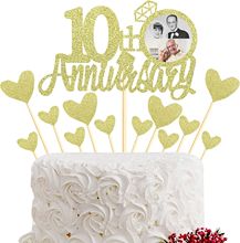 欧美结婚周年纪念日蛋糕插卡 相片款Anniversary数字款周年插排