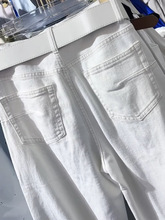 白色弯刀牛仔裤女夏季薄款2024年新款阔腿裤子显瘦窄版香蕉裤