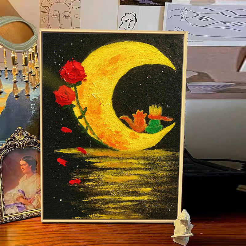 小王子系列石英砂丙烯肌理画 手工diy立体油彩画墙面装饰画材料包