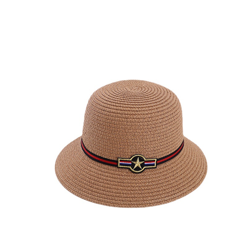 European and American Cute Five-Pointed Star Children's Sun Hat Spring and Summer Outdoor Beach Boy Straw Hat Girl Big Brim Sun Hat