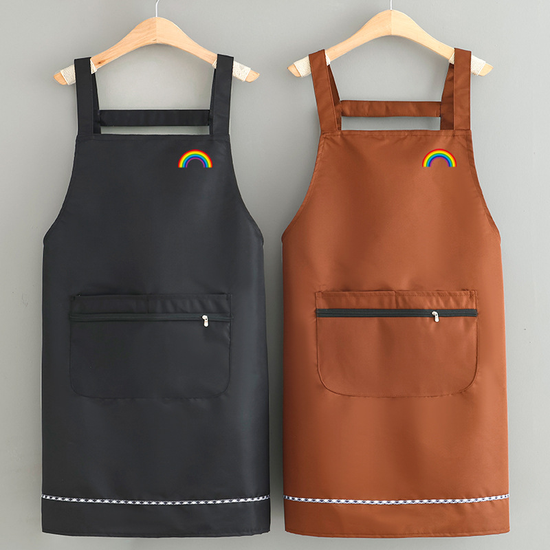 防水油围腰家用厨房做饭围裙印字logo时尚干活工作服无袖2023款女