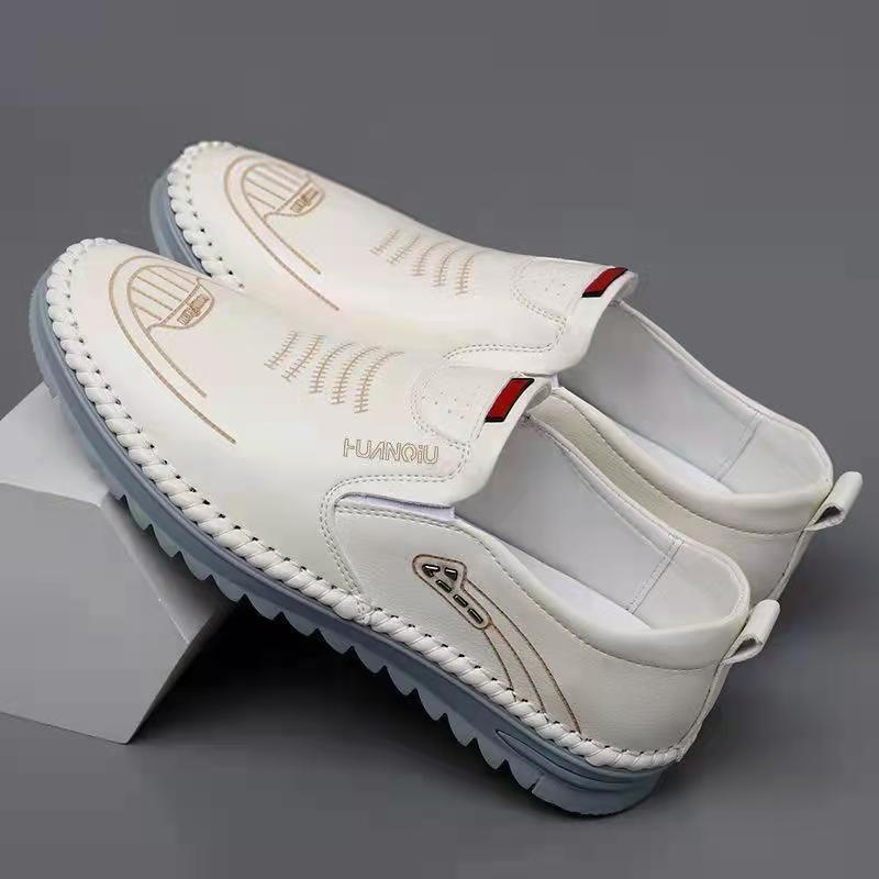 Leather Shoes Men's 2022 Spring Fashion Soft Leather Casual Leather Shoes Textured Stitching Wear-Resistant Tods Men's Shoes Wholesale