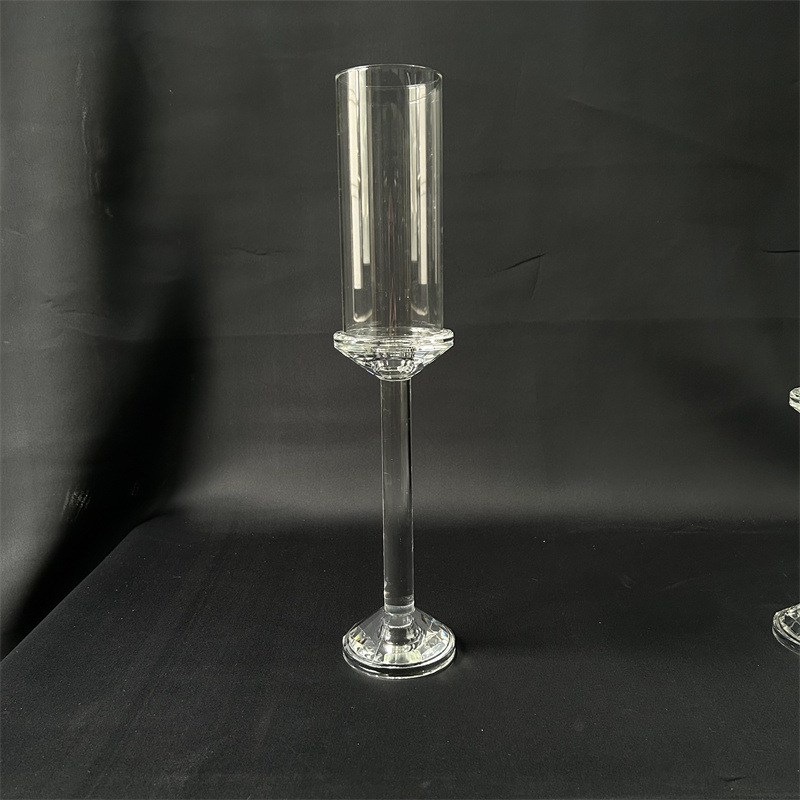 Single-Head Simple Crystal Candlestick Wedding Props Candlestick Model Room Decoration Dining Table Decoration Glass Candle Holder Home