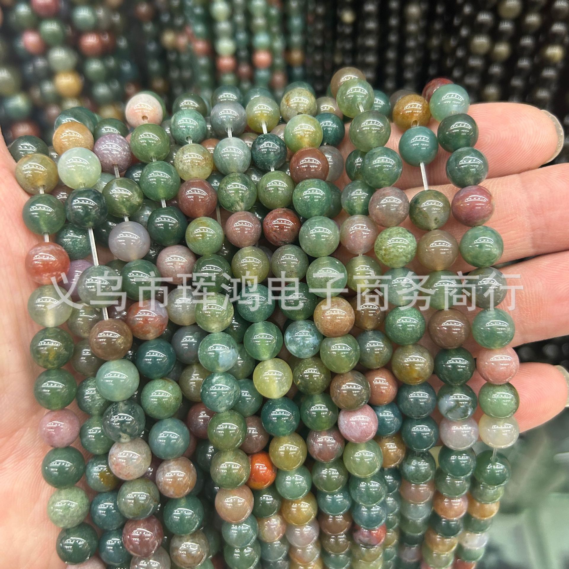 厂家批发 天然七彩玉散珠七彩印度玛瑙 fancy jasper饰品跨境外贸