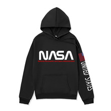 2021跨境男装NASA美国国旗印花卫衣 宽松秋冬加绒连帽衫 hoodies