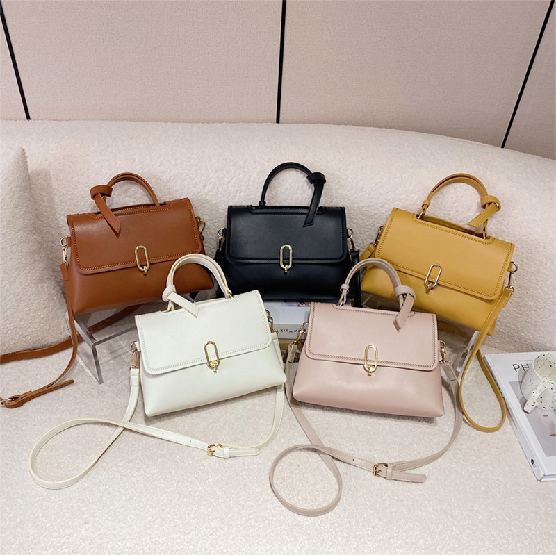 Western Style Textured Women's Bag Korean Trendy Fashion Shoulder Handbag Solid Color Crossbody Small Square Bag Handmade Material Hand-Made Bag