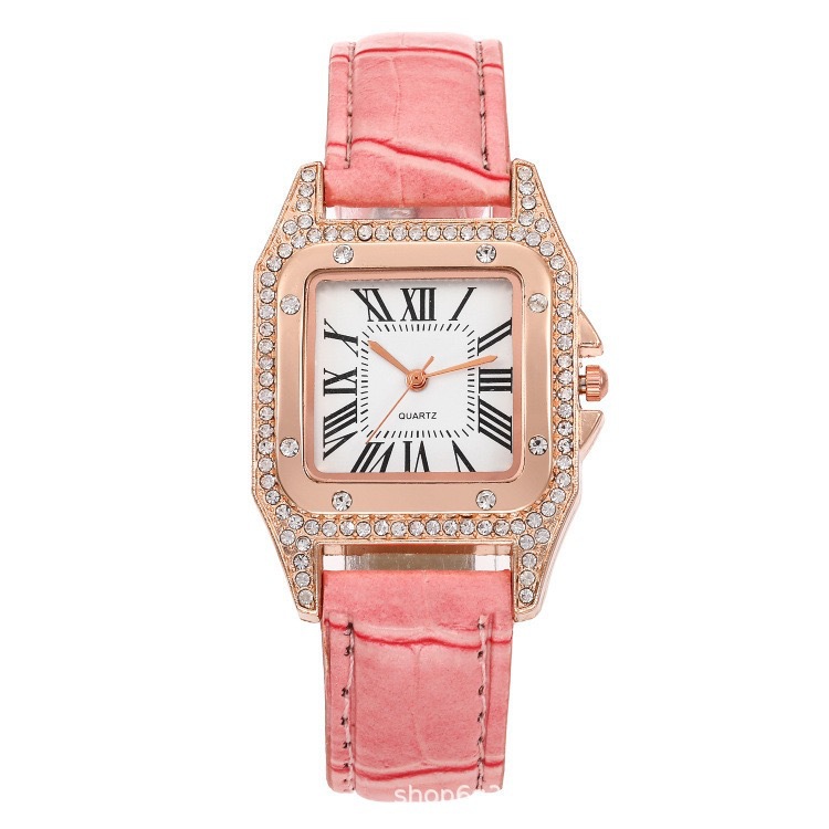 Square Diamond Belt Gift Women's Watch TikTok Kuaishou Internet Celebrity Same Style Women's Casual Roman Diamond-Embedded Square Quartz Watch