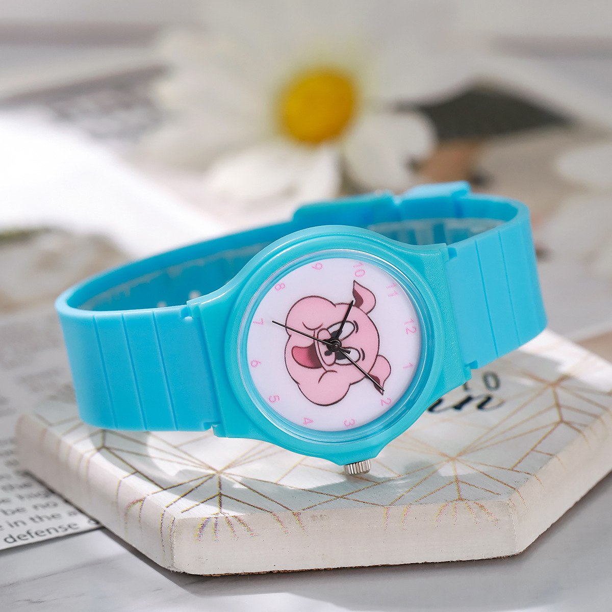 New Watch, Pink Pig Watch, Same Style with Chen Guilin, Cute Quartz Watch for Students and Children