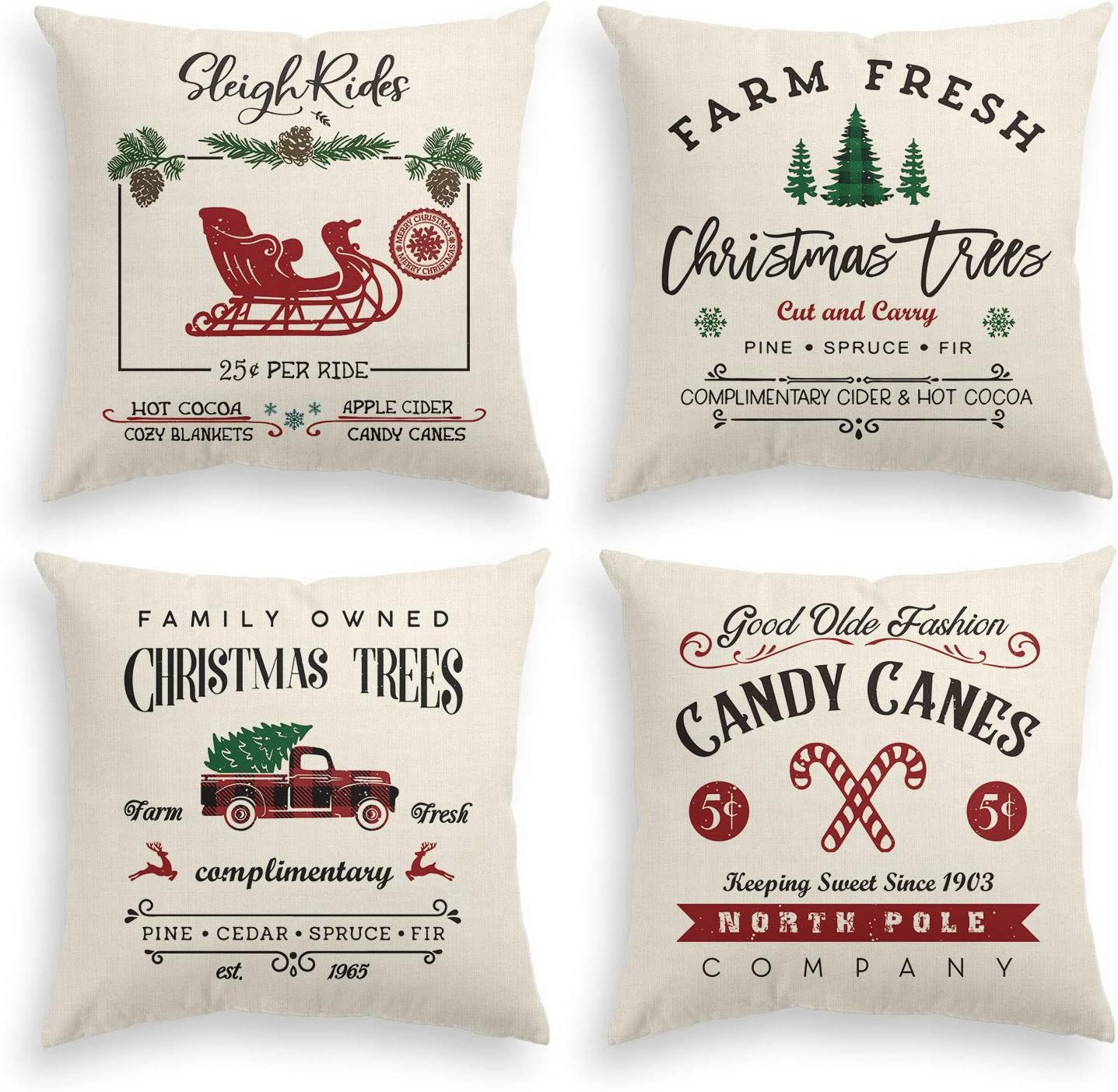 2023 Amazon New Pillow Letter Christmas Pillow Nordic Simple Cushion Linen Printing Bedside Cushion