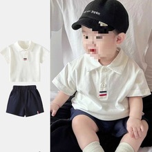 两件套宽松套装男童夏季T恤短袖polo衫宝宝夏装洋气五分裤婴幼儿