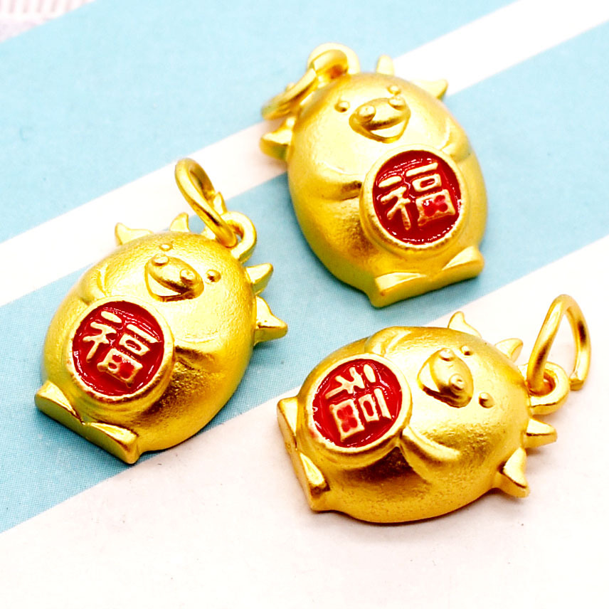 哑金配件牛年吉祥物福字牛中国风招财纳福牛头小吊坠牛气冲天挂件