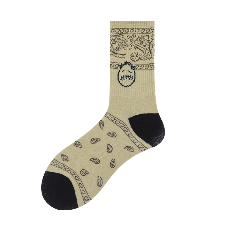 Cross-Border New Arrival Trendy Men's Mid-Calf Length Sock European and American Abstract Pattern Personalized Trendy Socks Breathable Cotton Long Socks