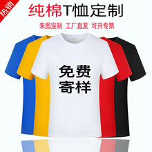 纯棉圆领短袖t恤印logo男文化班服聚会服工作服广告衫定制印字