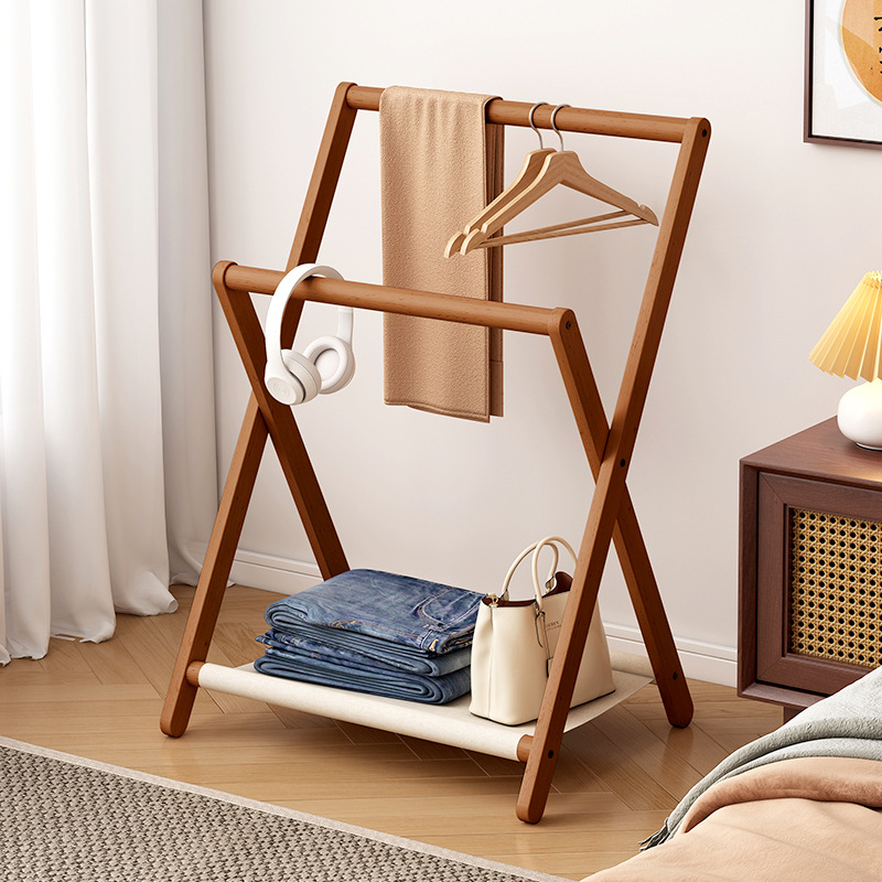 beech clothes rack x-type bold type simple clothes rack floor home standing small apartment folding coat rack