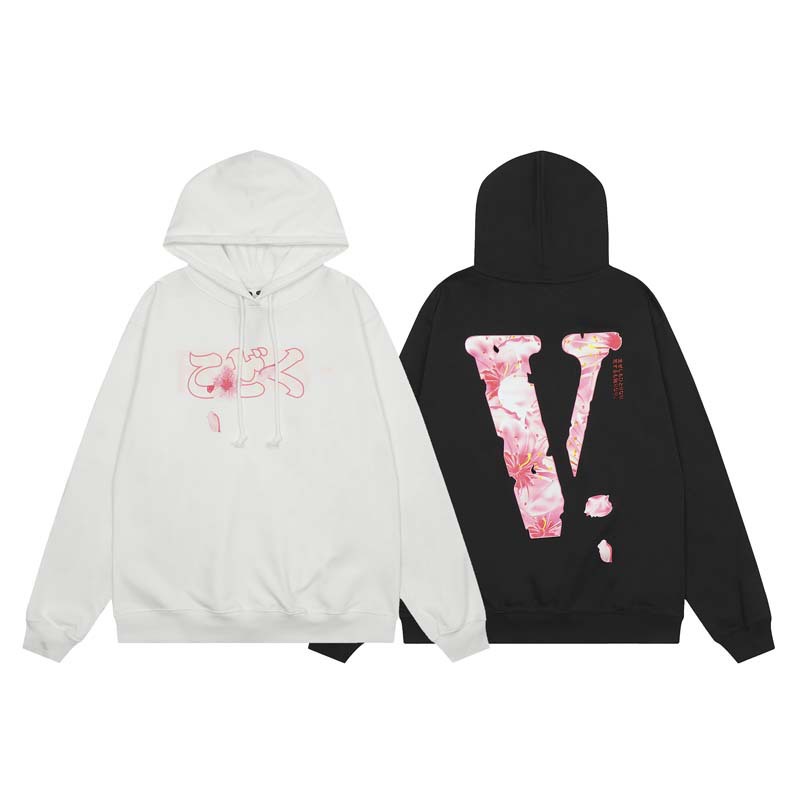 vlone jerry樱花花瓣印花连帽卫衣罗纹底摆宽松高街美潮帽衫秋冬