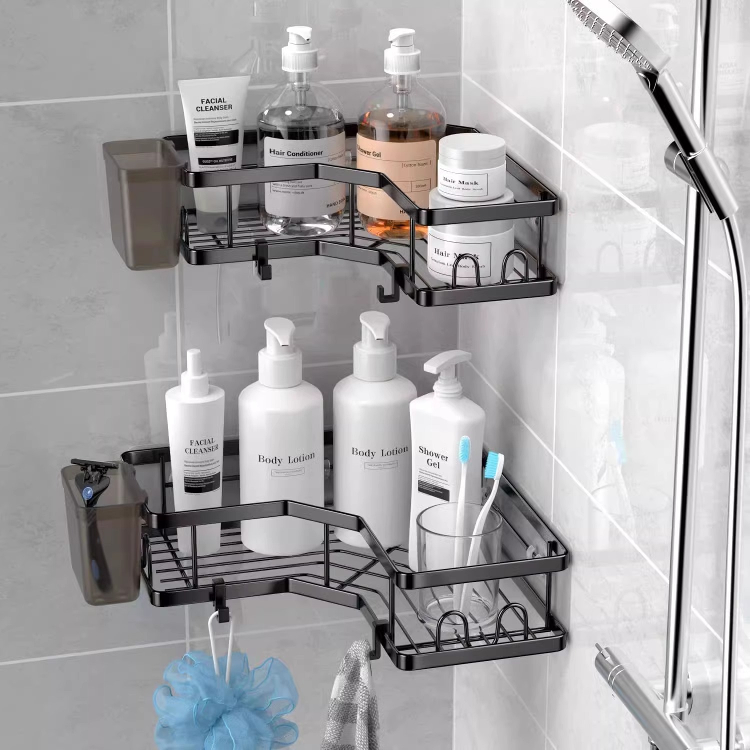 punch-free triangle storage rack bathroom bathroom kitchen iron storage rack storage basket toilet wall-mounted