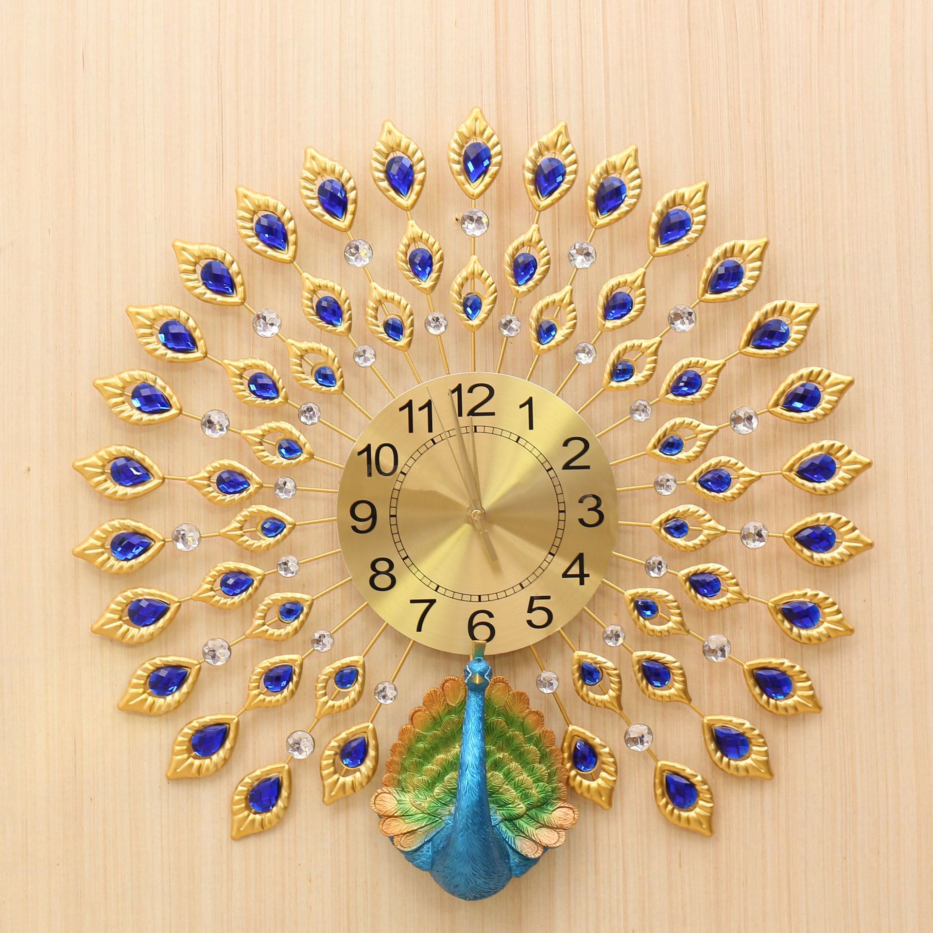 孔雀铁艺创意钟表简约挂钟客厅装饰时钟亚马逊热卖产品批发壁钟